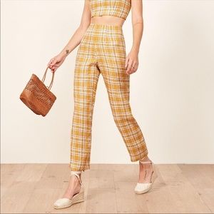Reformation Yellow Plaid Cher Pants